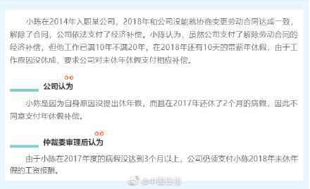 人社部微信公号提供案例解读 年假不休能要经济补偿