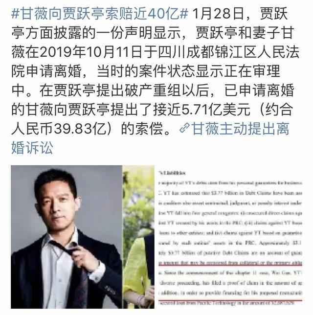 甘薇弃优先分配权原因有哪些 甘薇离婚了吗贾跃亭怎么欠的钱
