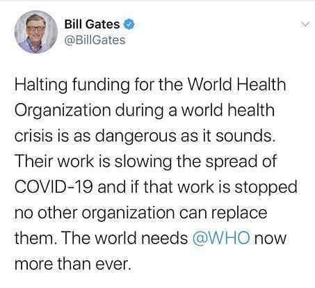 力挺世卫！比尔·盖茨：世界比任何时候都需要世卫组织