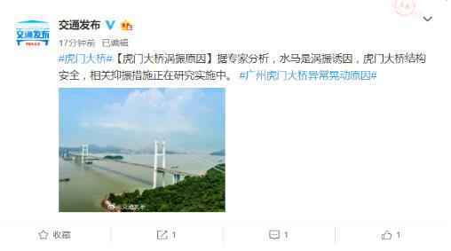 专家公布虎门大桥涡振原因 虎门大桥会倒吗？“桥梁博士”告诉你