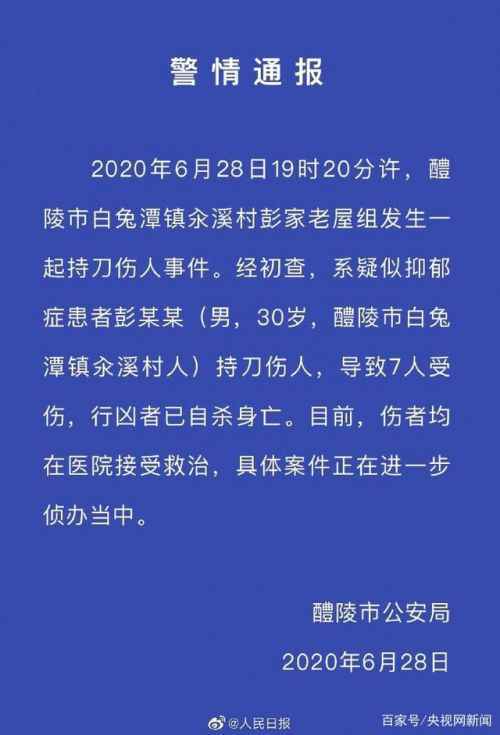 湖南一男子持刀伤7人后自杀怎么回事？具体详情始末曝光警方通报