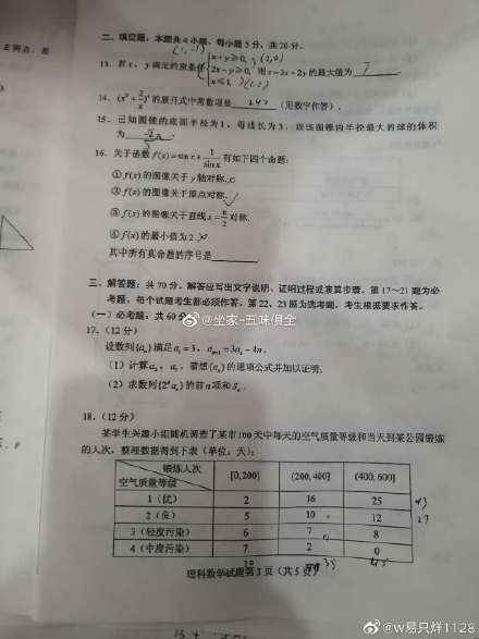 2020高考数学真题答案公布 2020高考数学理科/文科全国卷一卷二卷三