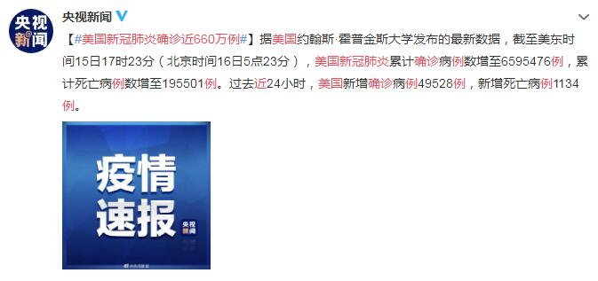 9月16日美国疫情最新消息情况：美国新冠肺炎确诊近660万例