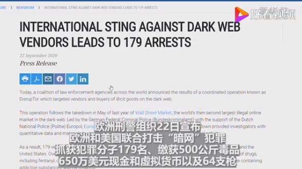 国际协作抓捕179名“暗网”犯罪嫌疑人