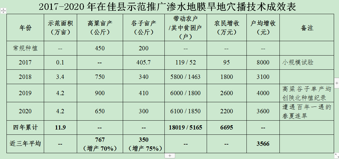 渗水地膜旱地穴播技术 让陕北老区佳县人端牢“饭碗”不发愁