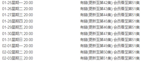有翡一共有多少集 有翡每周更新时间追剧日历