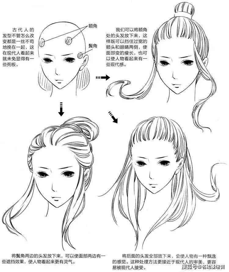 怎样画古风发型?各种古风发型的详细画法!