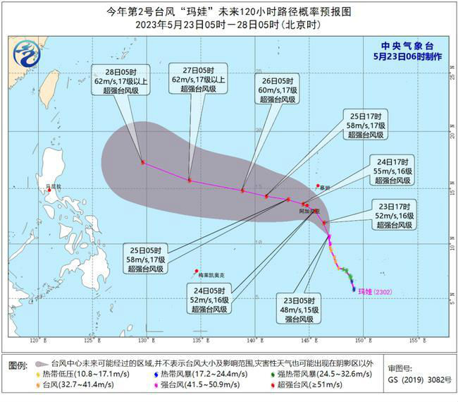 今年第2号台风玛娃最新消息路径图：强度逐渐增强并向美国关岛靠近